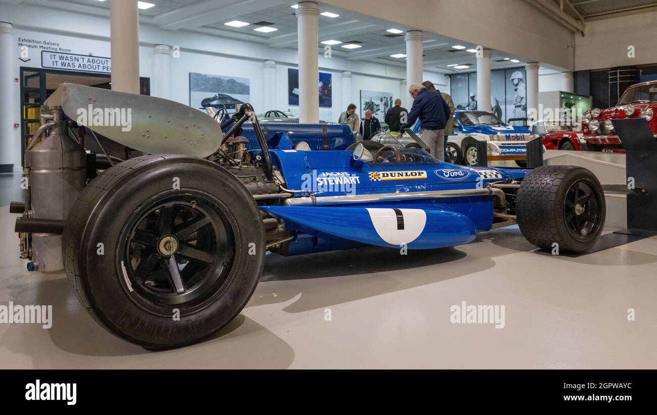 1970 mars Ford 701 voiture de course Tyrrell F1 exposée au British Motor Museum, Gaydon, Warwickshire, Royaume-Uni Banque D'Images