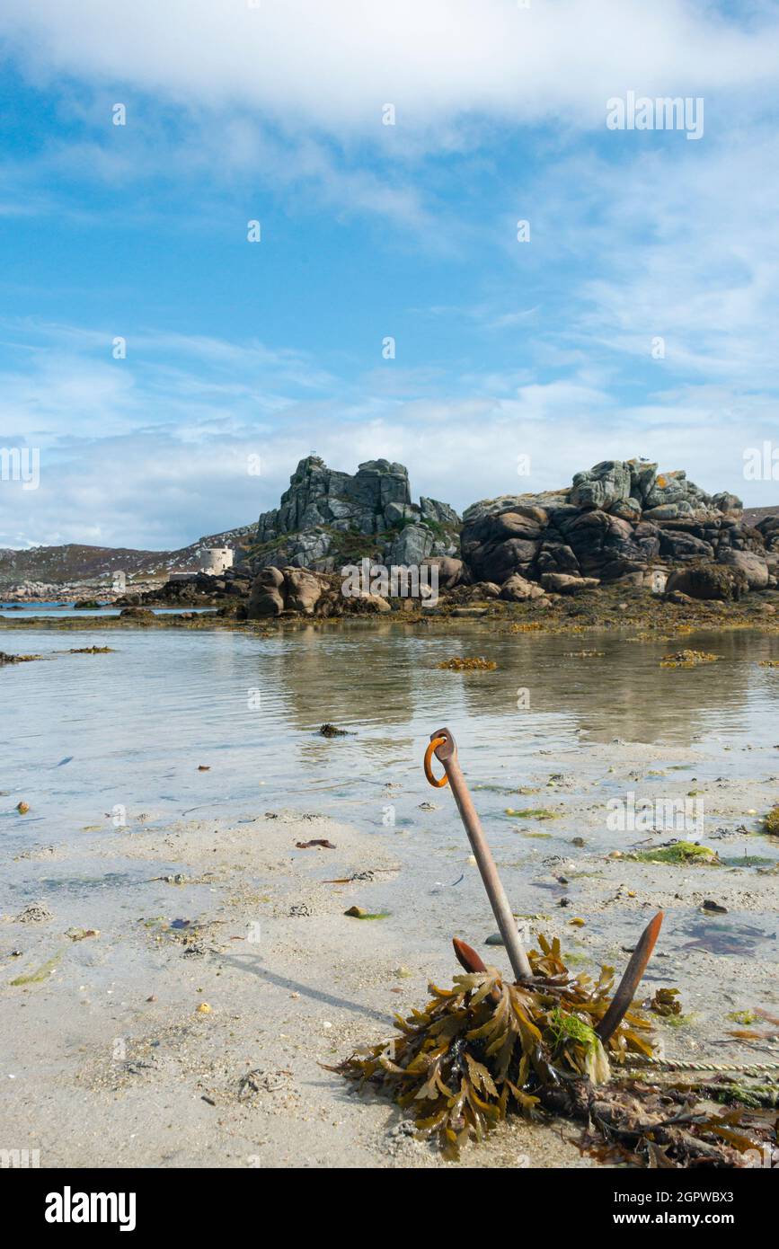 Une ancre dans Kitchen Porth, Bryher, Isles of Scilly Banque D'Images
