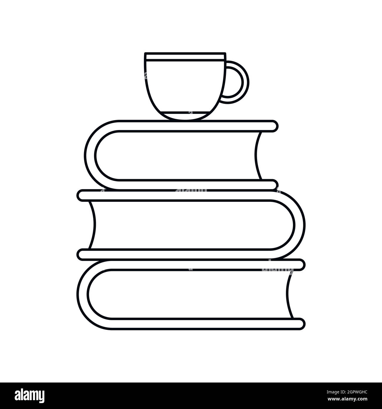 Pile de livres et l'icône de tasse blanche Illustration de Vecteur