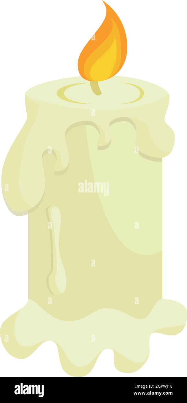 Bougie allumée dans l'icône de style cartoon Illustration de Vecteur