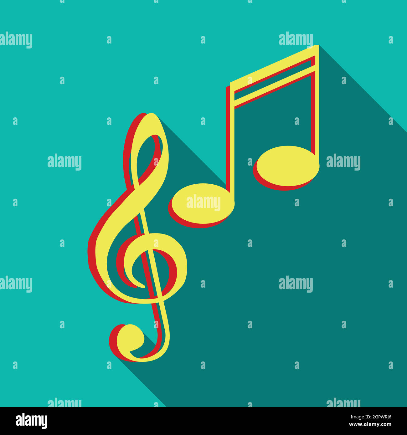 Touche de musique et de notes, l'icône de style plat Illustration de Vecteur