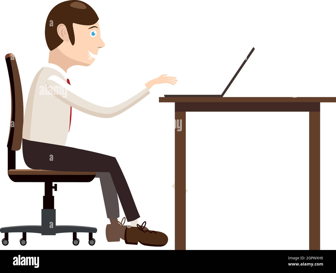 Businessman working on laptop, icône de style cartoon Illustration de Vecteur