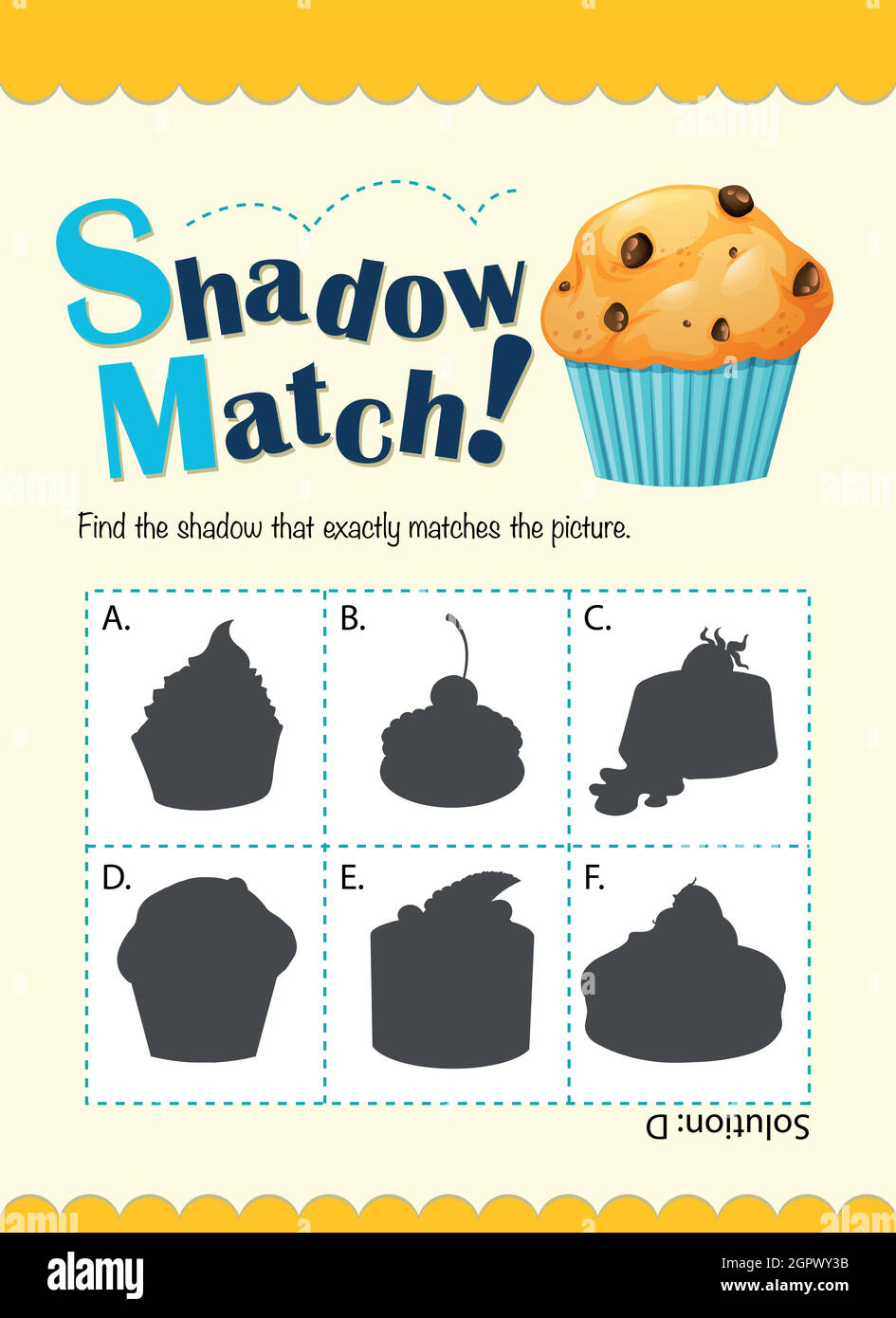 Modèle de jeu avec muffin assorti aux ombres Illustration de Vecteur