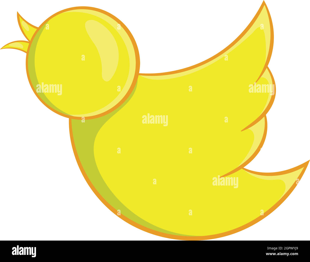 Yellow bird, icône de style cartoon Illustration de Vecteur