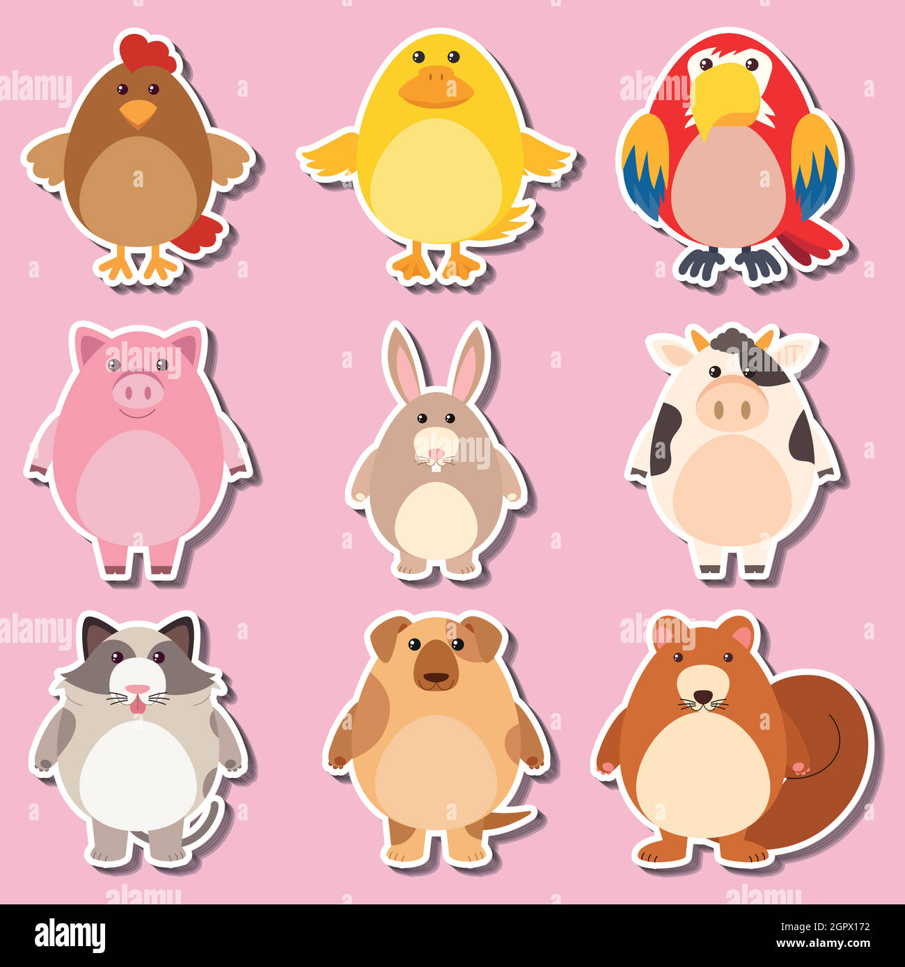 Autocollant avec animaux de ferme Illustration de Vecteur