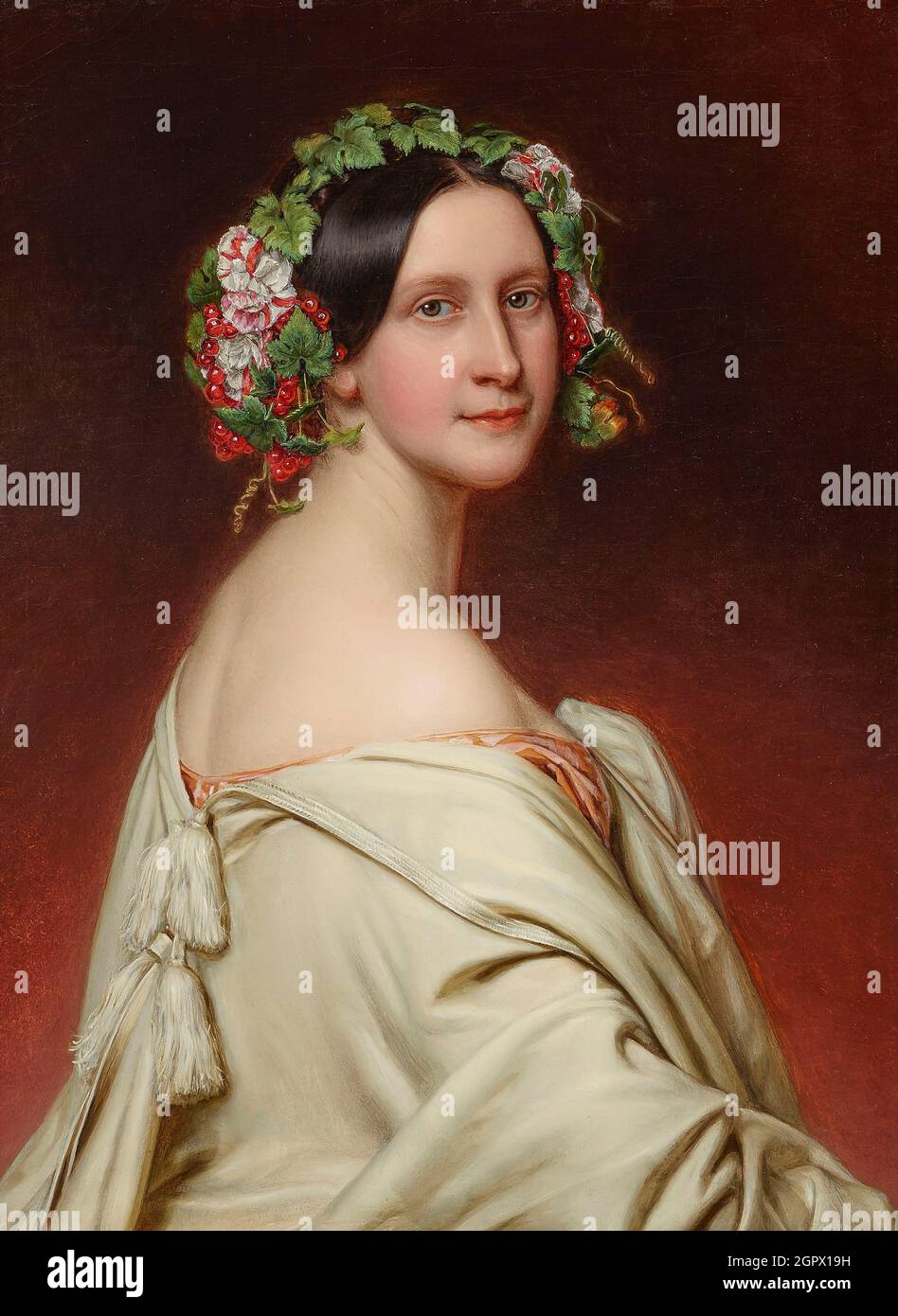 Portrait de l'actrice Charlotte von Hagn (1809-1891), 1850. Collection privée. Banque D'Images