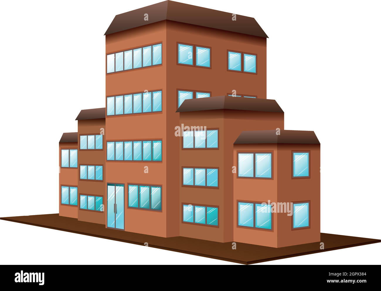 Conception 3D pour bâtiment marron Illustration de Vecteur
