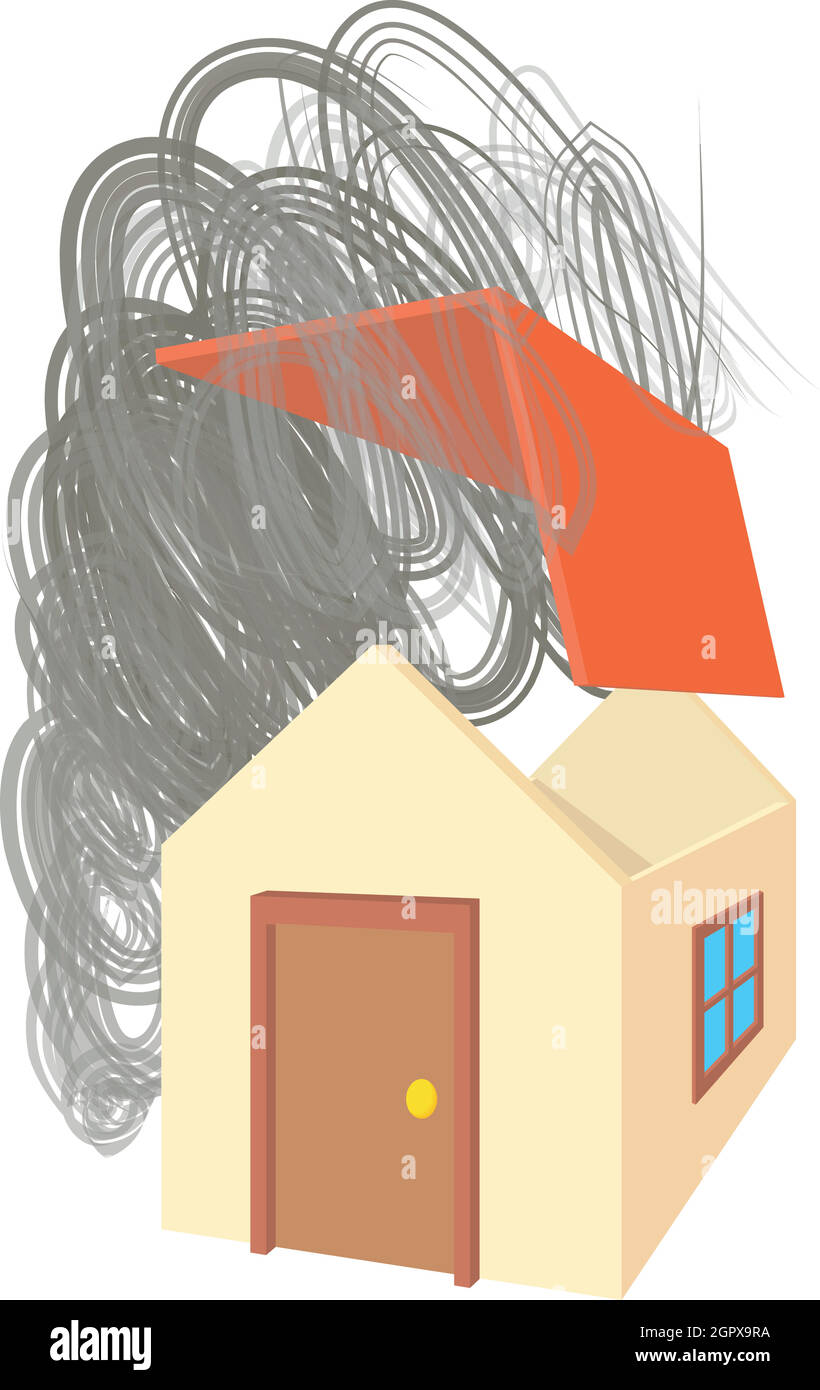 Chambre brisée par l'ouragan, l'icône de style cartoon Illustration de Vecteur