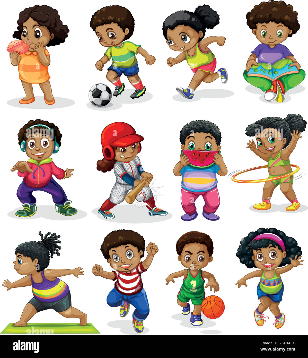 Ensemble d'enfants afro-américains Illustration de Vecteur