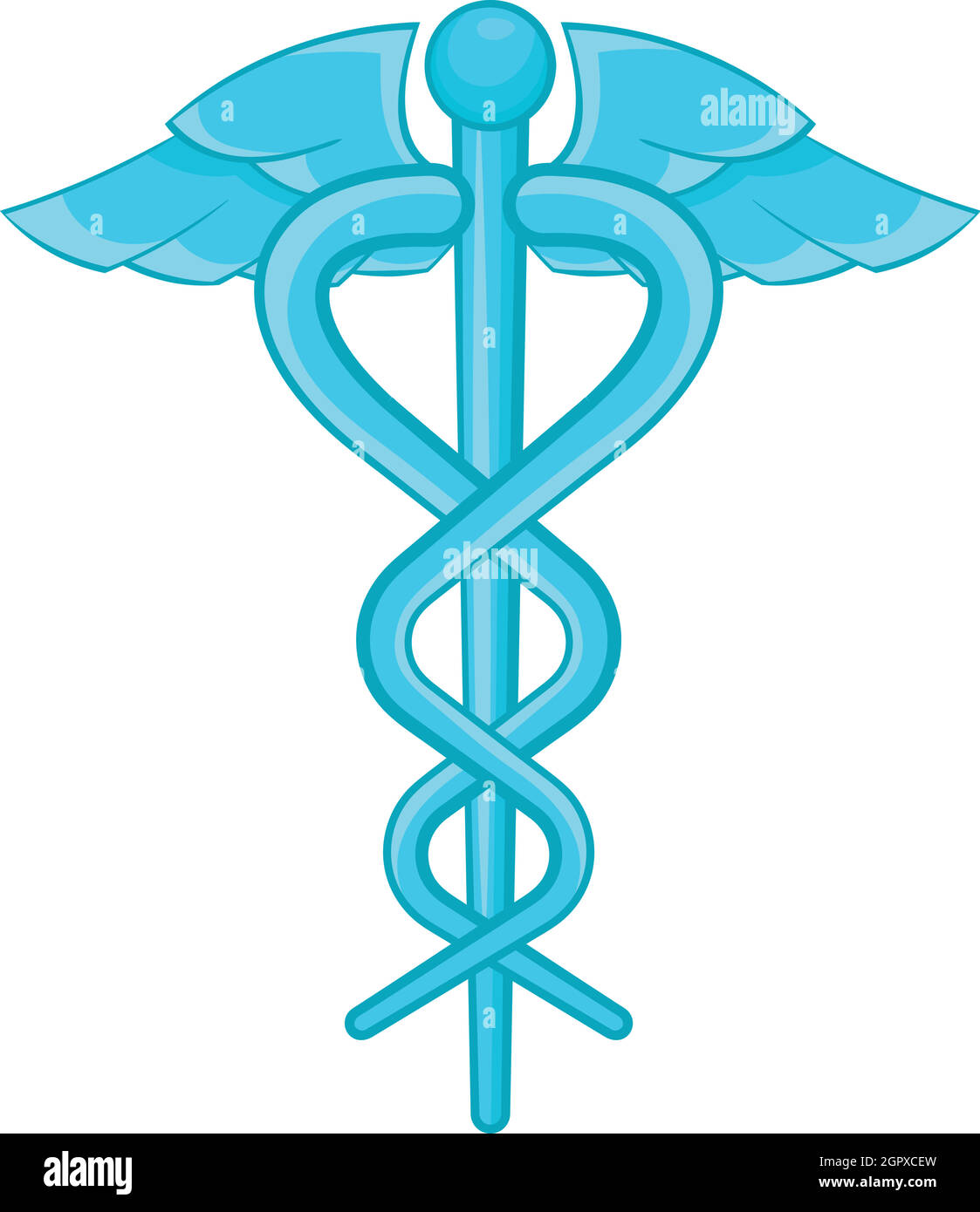 Caducée symbole médical, icône de style cartoon Illustration de Vecteur