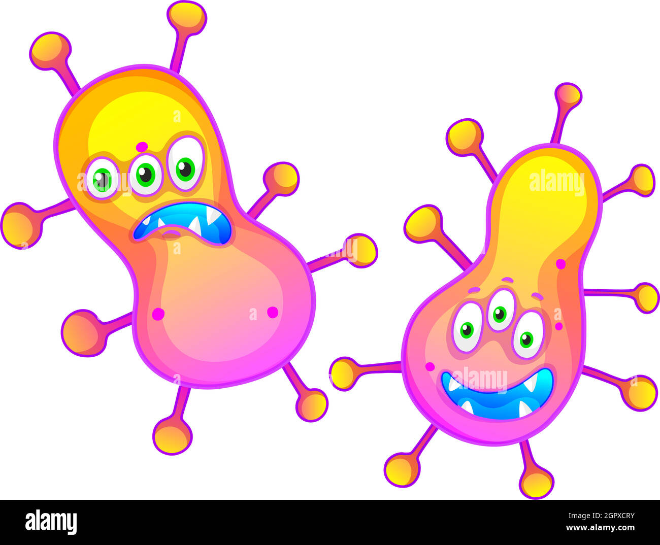 Bactéries avec expressions faciales Illustration de Vecteur