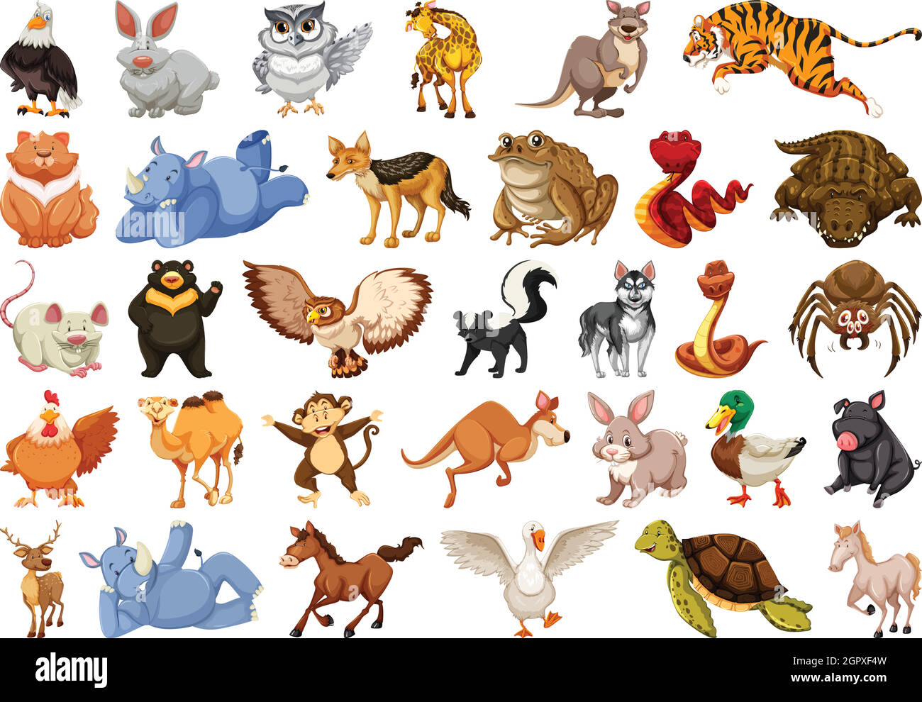 Ensemble d'animaux différents Illustration de Vecteur