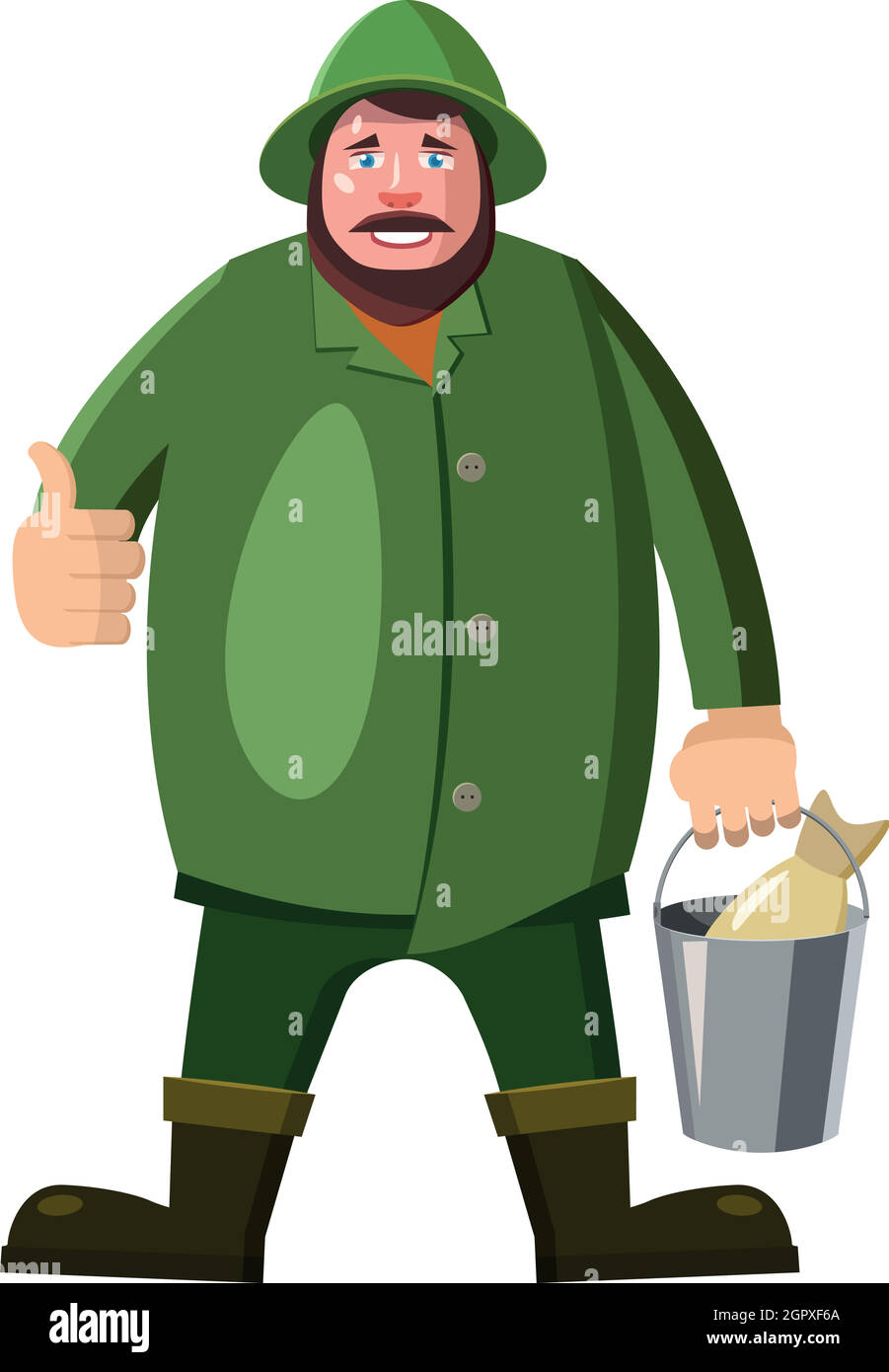 L'icône de pêcheur en cartoon style Illustration de Vecteur