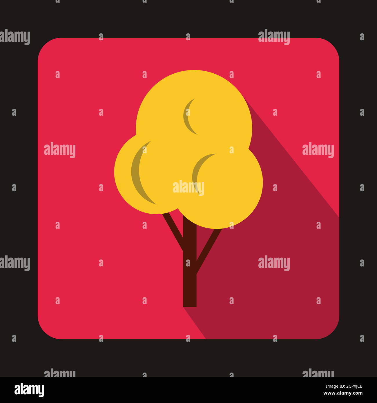 Arbre d'automne, l'icône jaune style plat Illustration de Vecteur