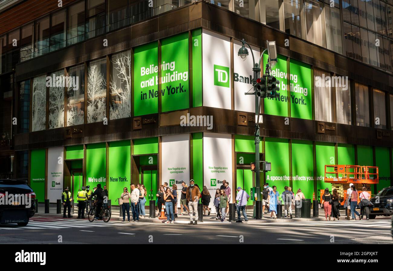 Future maison d'une banque TD à Midtown Manhattan à New York le samedi 25 septembre 2021. (© Richard B. Levine) Banque D'Images