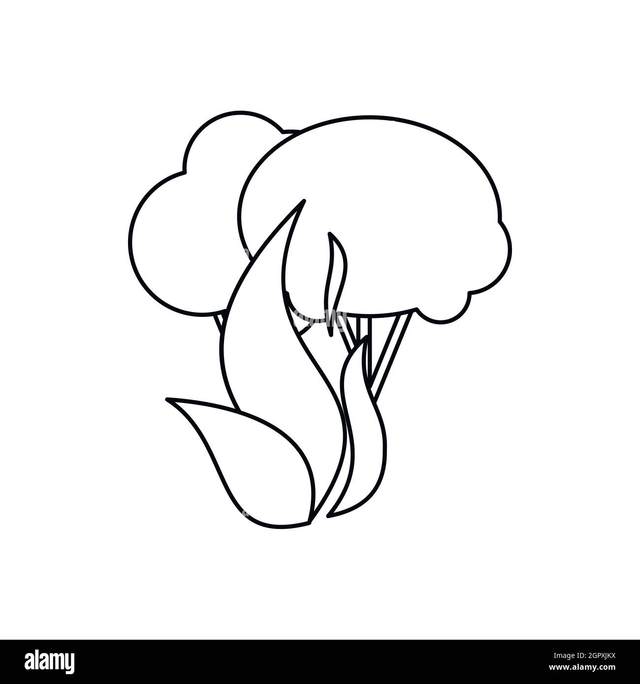 Brûler les arbres forestiers, l'icône de style contour Illustration de Vecteur