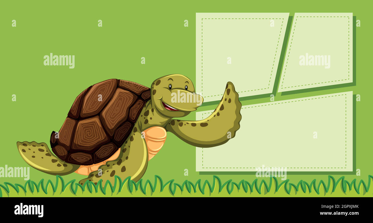 Une tortue sur une note verte Illustration de Vecteur