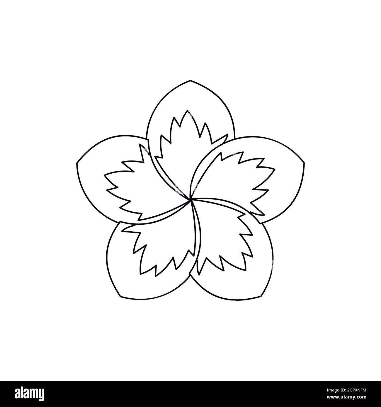 Fleur de frangipanier, icône de style contour Illustration de Vecteur