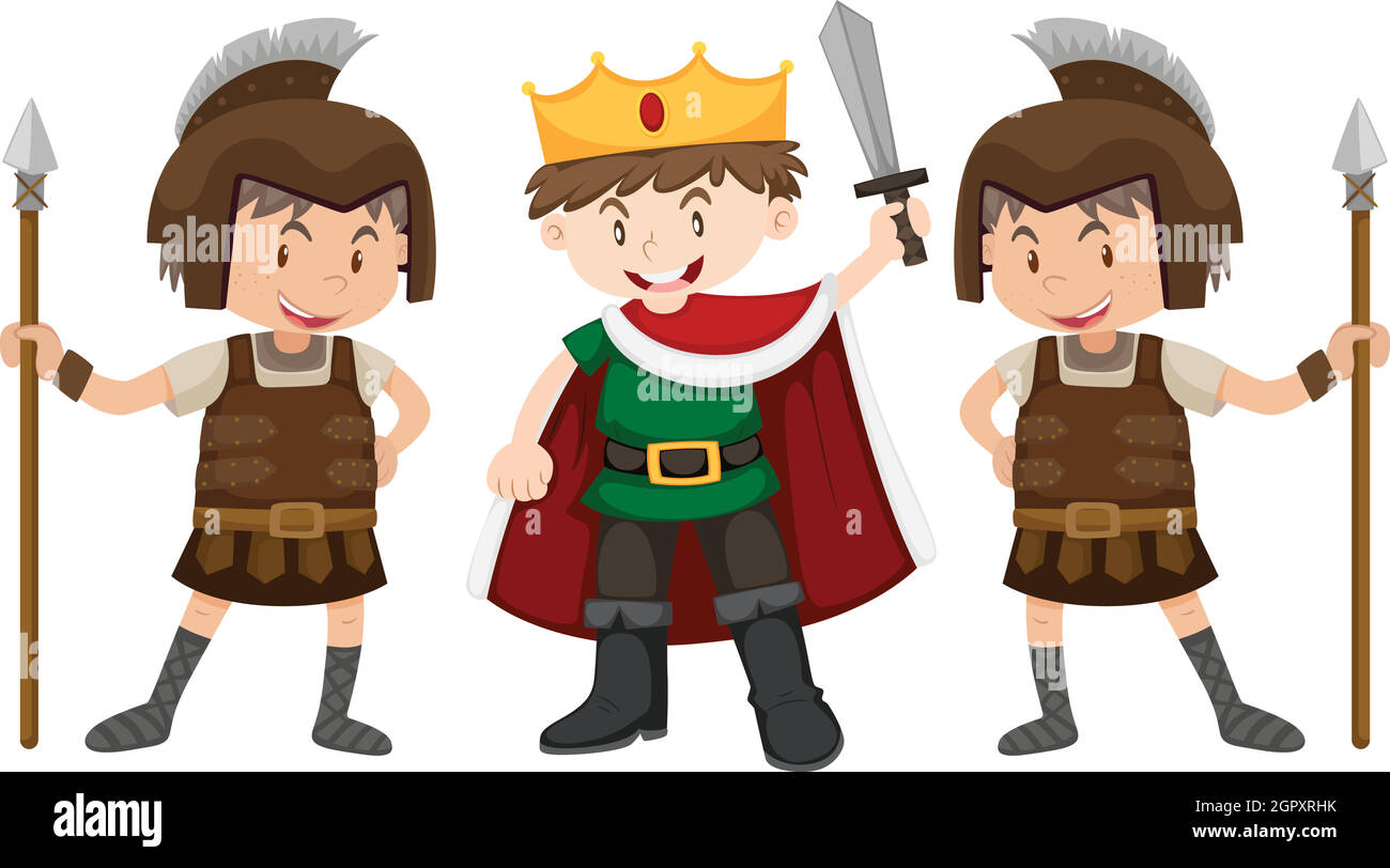 Prince et deux chevaliers Illustration de Vecteur