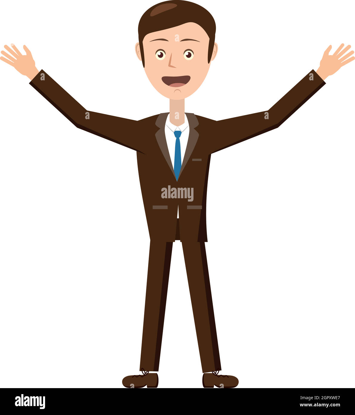 Businessman avec bras levés, l'icône de style cartoon Illustration de Vecteur