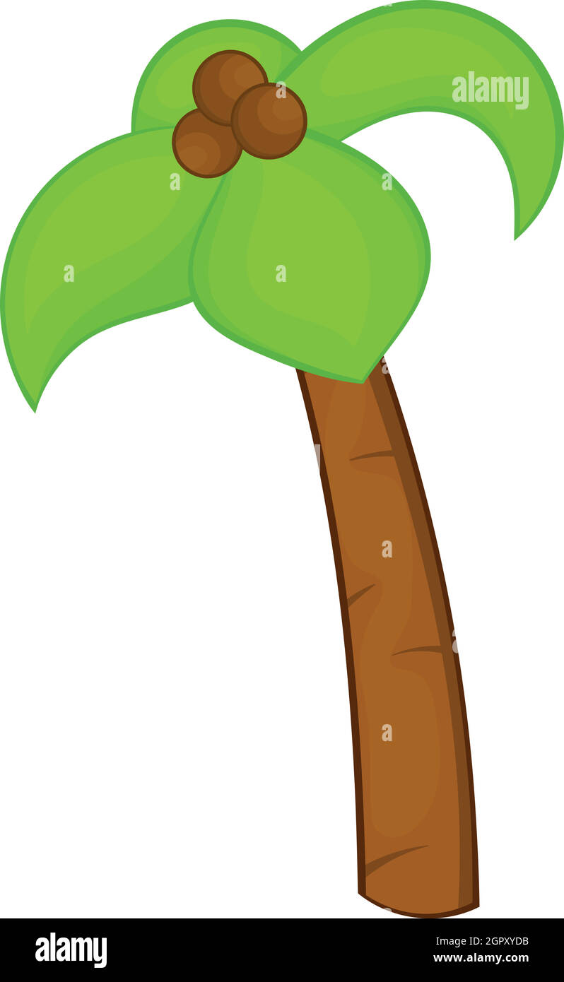 Coco Palm tree avec icône, cartoon style Illustration de Vecteur Coco Palm tree avec icône, cartoon style Illustration de Vecteur