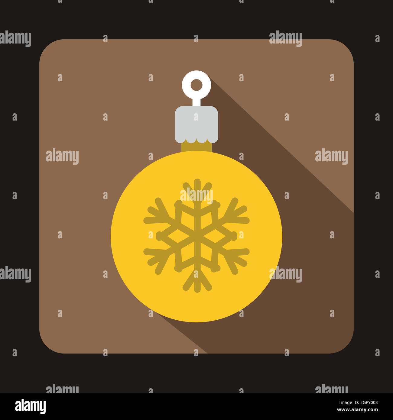 Balle jaune pour l'icône de l'arbre de Noël de style plat Illustration de Vecteur