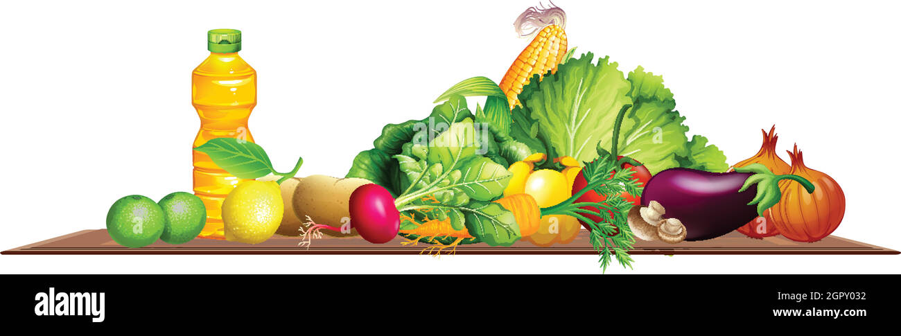 Des légumes frais et d'huile d'olive Illustration de Vecteur