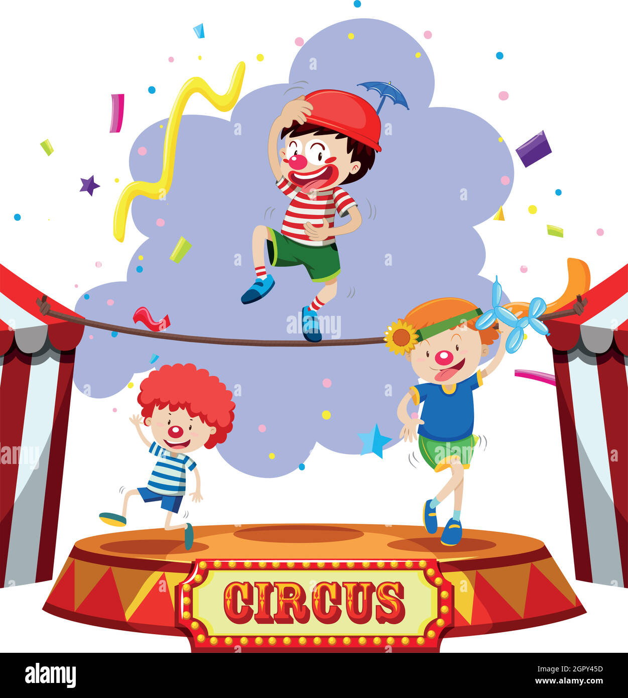 Les enfants s'exécutant au cirque Illustration de Vecteur