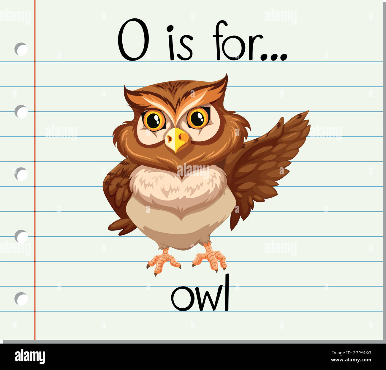 La lettre O de la carte mémoire est pour hibou Illustration de Vecteur