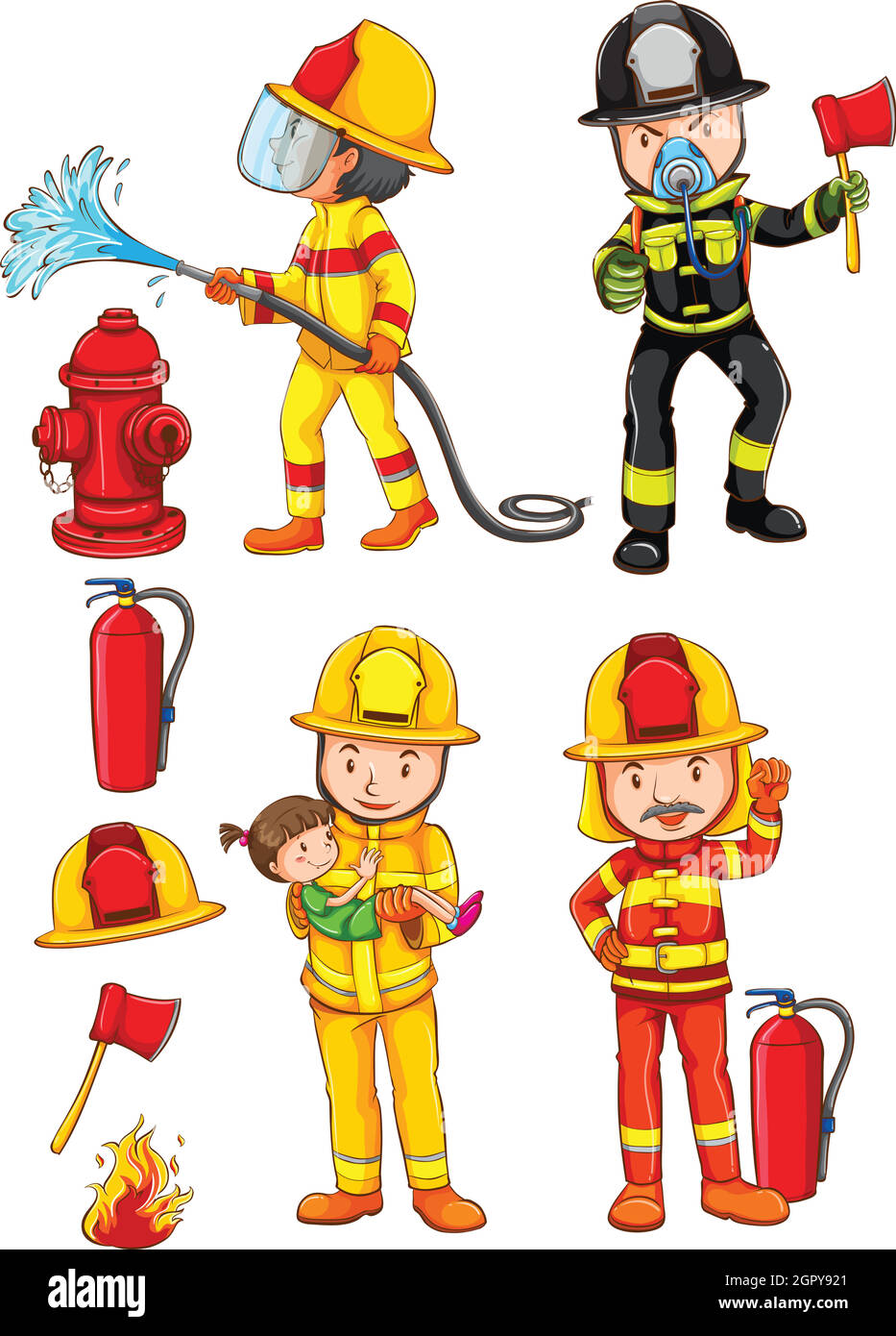 Croquis simples des pompiers Illustration de Vecteur