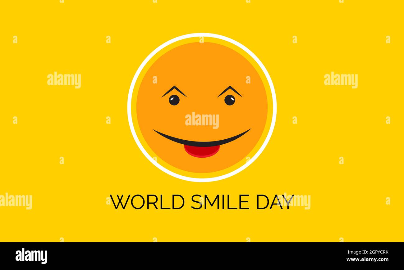 Modèle de bannière World Smile Day avec fond blanc. Illustration de Vecteur