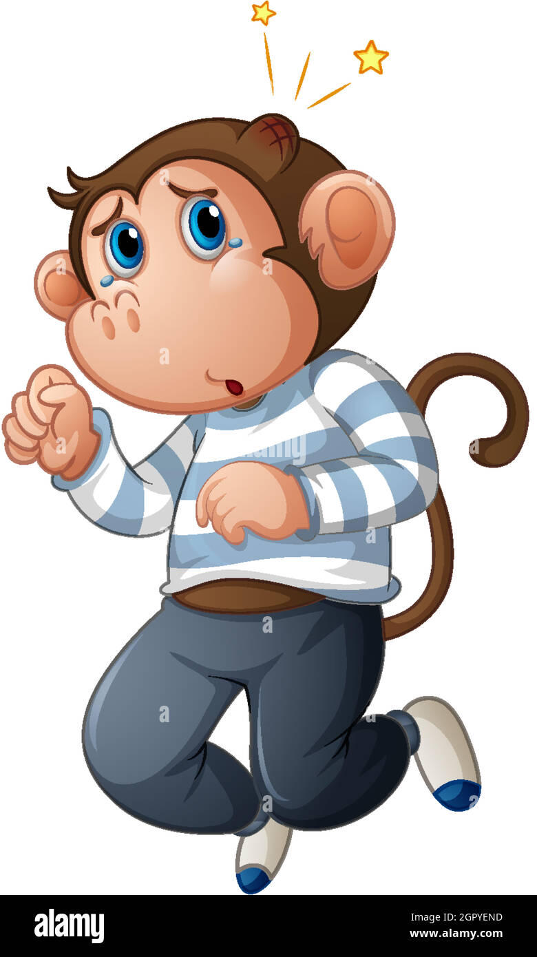 Un joli singe portant un t-shirt personnage de dessin animé isolé sur fond blanc Illustration de Vecteur