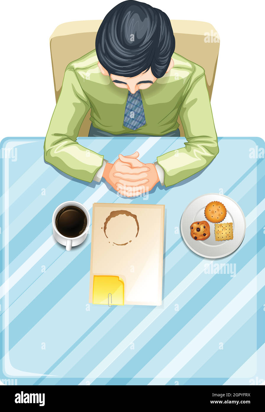 Une vue de dessus d'un homme à la table Illustration de Vecteur