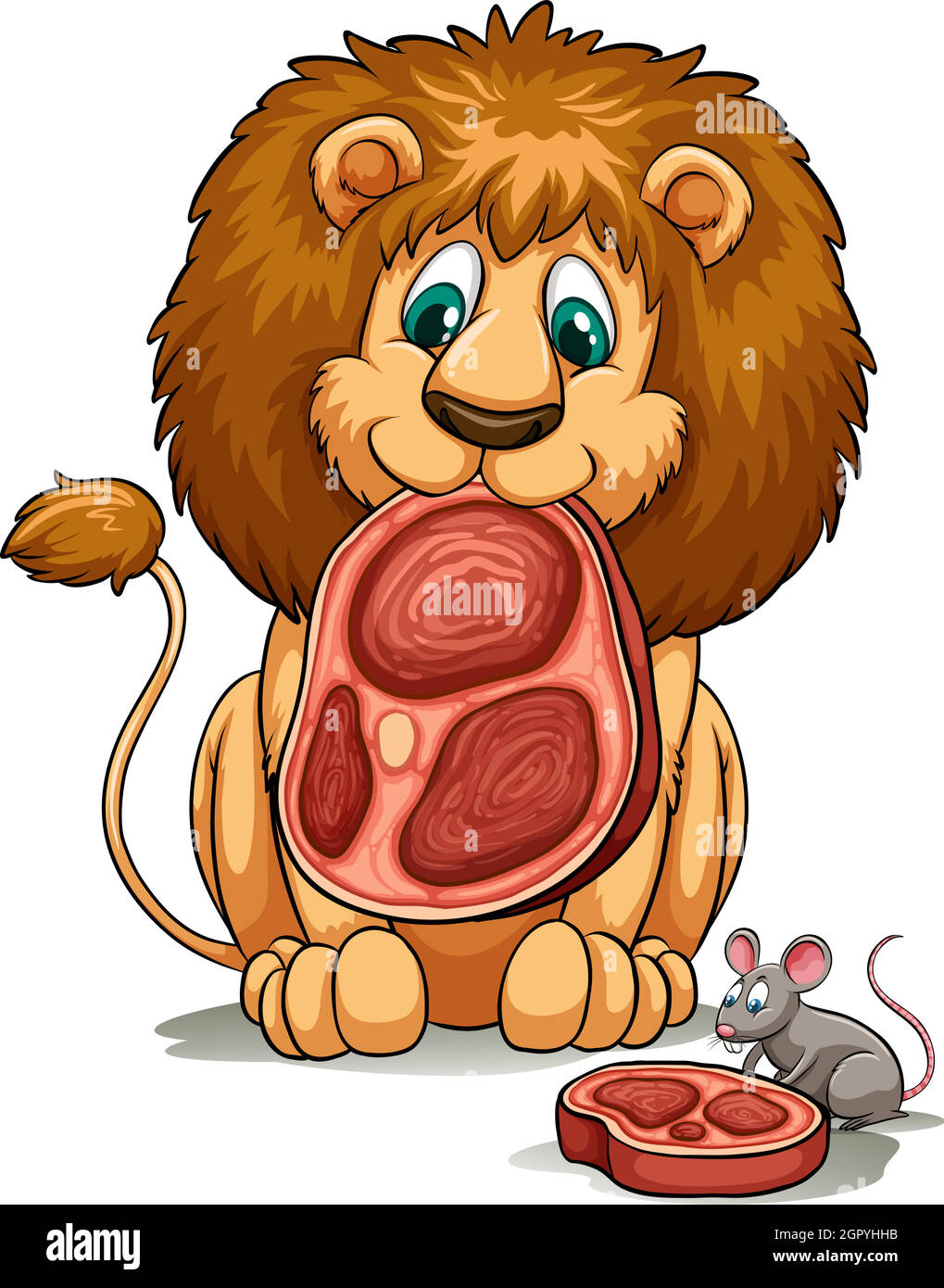 Un lion partageant sa nourriture Illustration de Vecteur