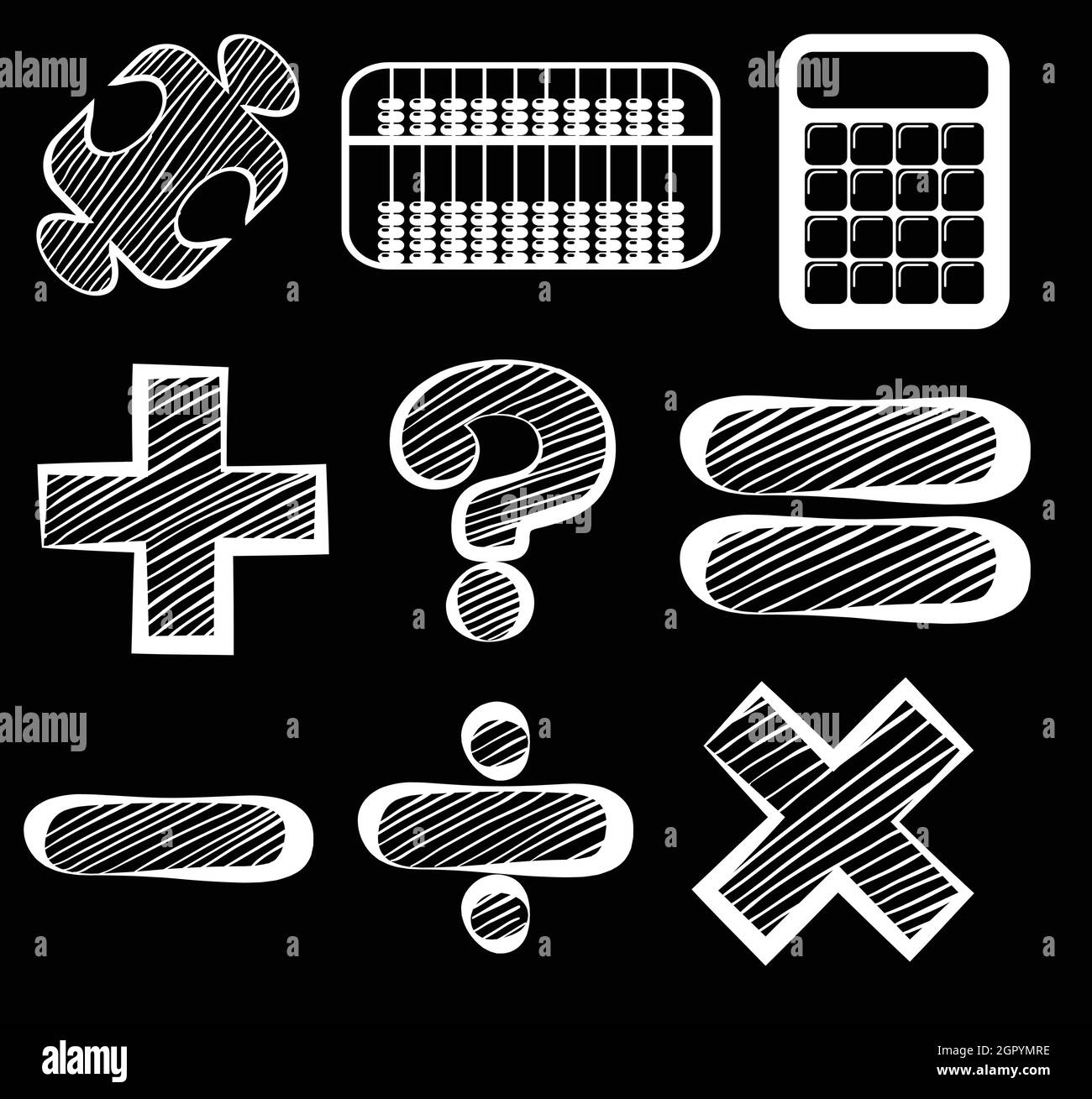Signe Maths Symboles mathématiques Banque d'images noir et blanc - Alamy