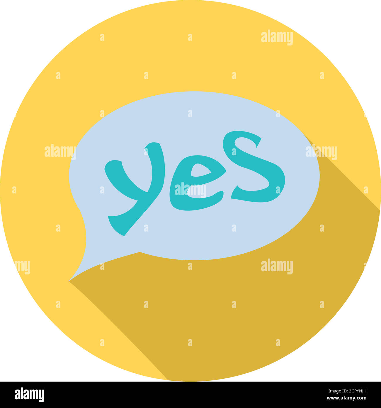 Mot oui en discours, l'icône bulle style plat Illustration de Vecteur