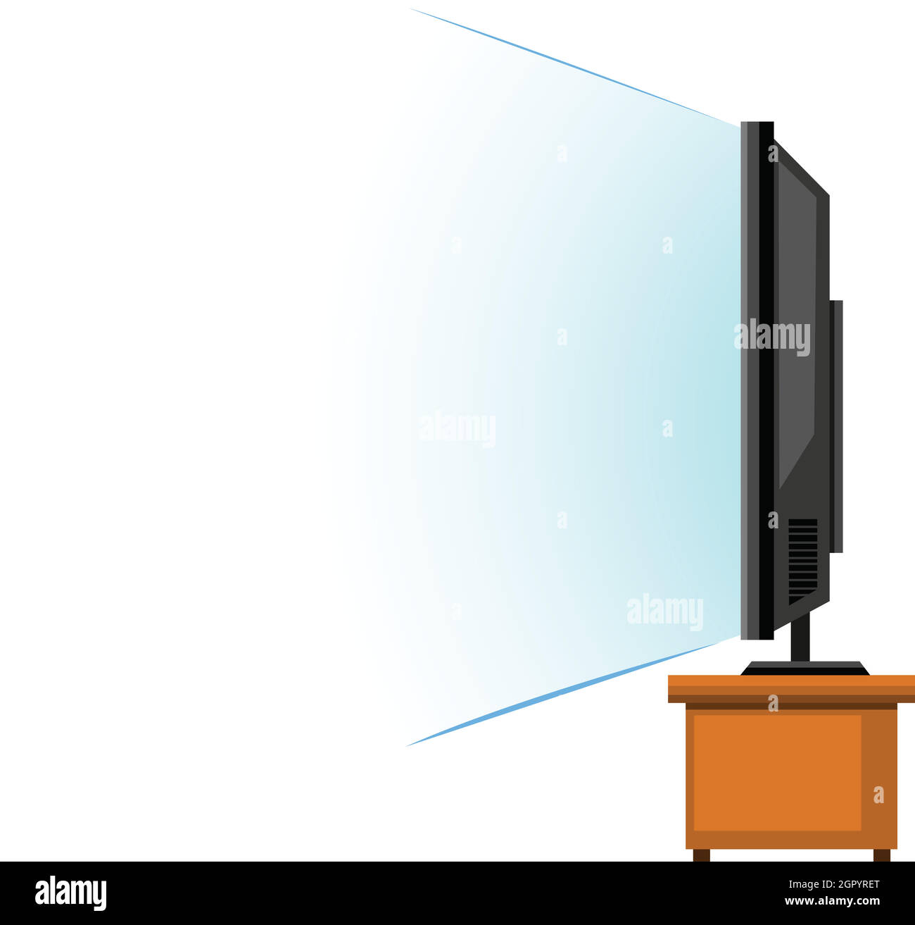 Télévision à écran plat sur une table en bois Illustration de Vecteur