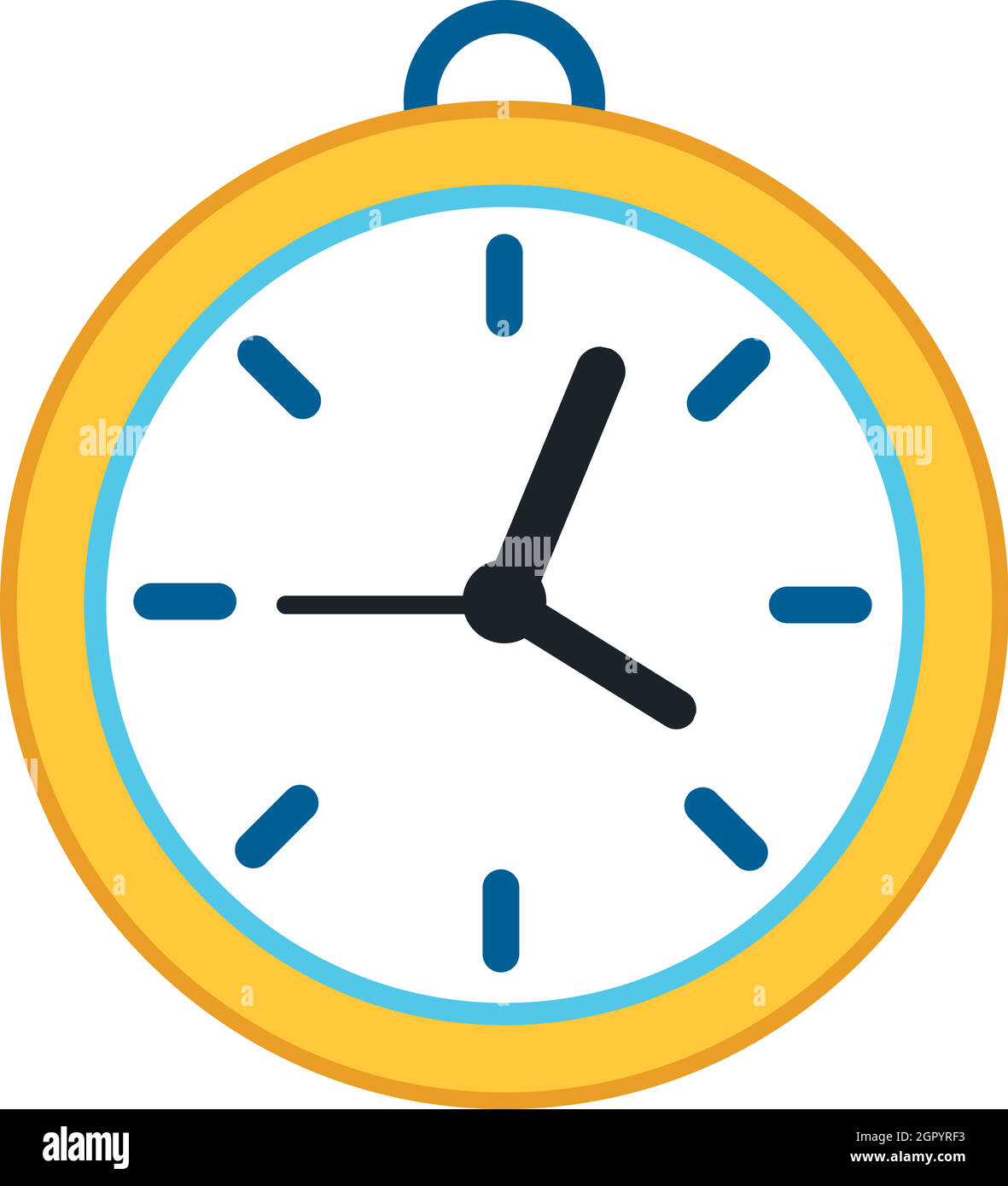 Horloge murale avec RIM, l'icône jaune style plat Illustration de Vecteur