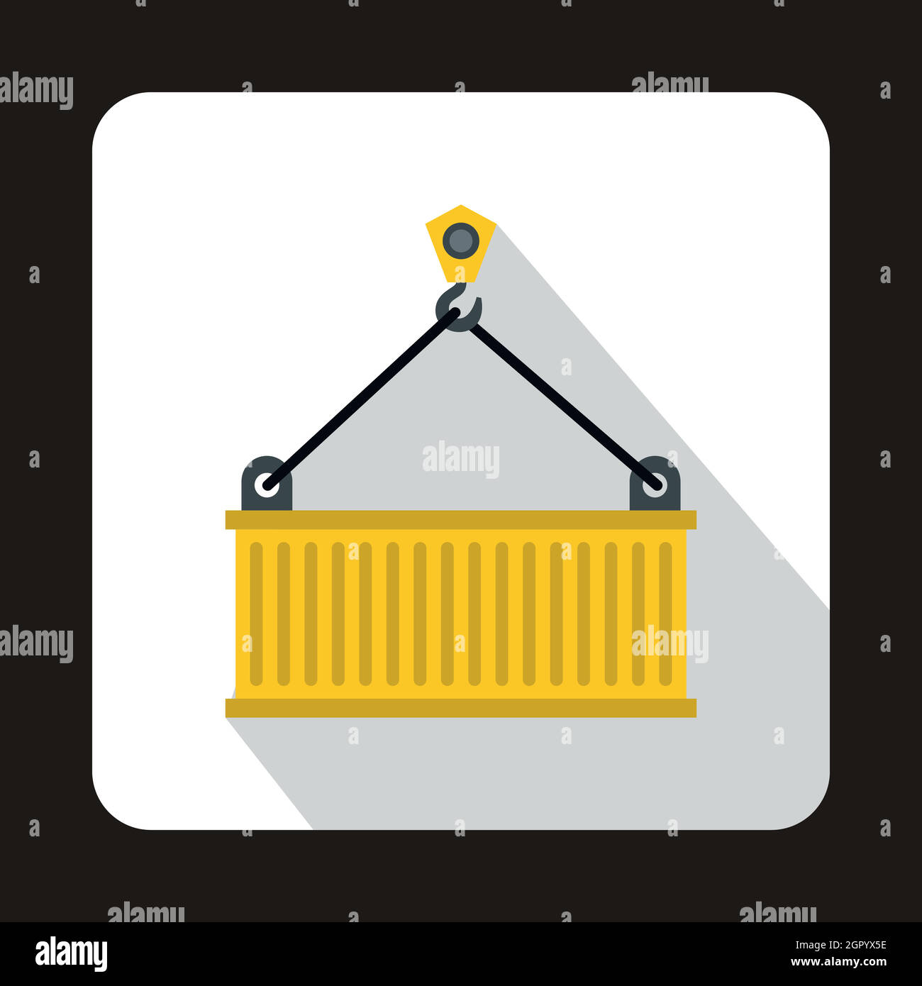 Ascenseurs grues à conteneurs, l'icône jaune style plat Illustration de Vecteur