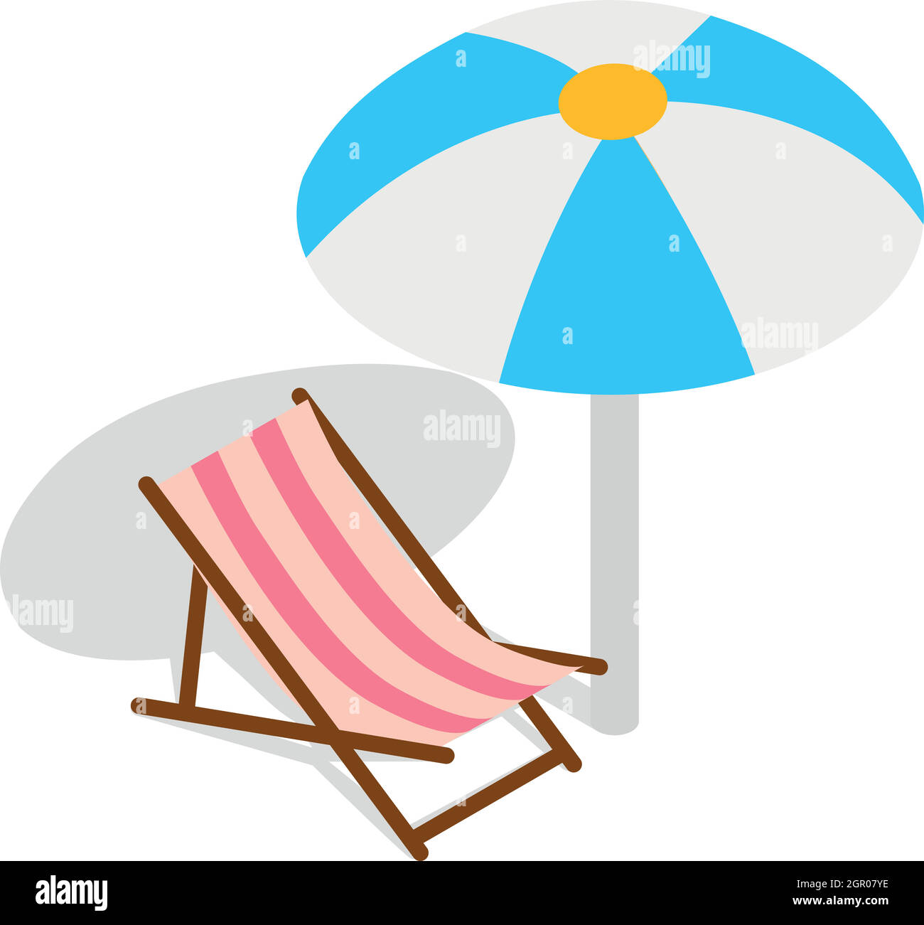 Chaise de plage avec l'icône parapluie Illustration de Vecteur