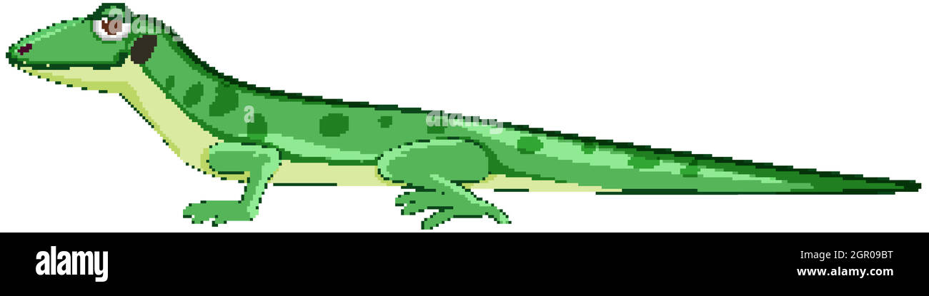 Gecko ou lézard dans le style de dessin animé vert isolé Illustration de Vecteur