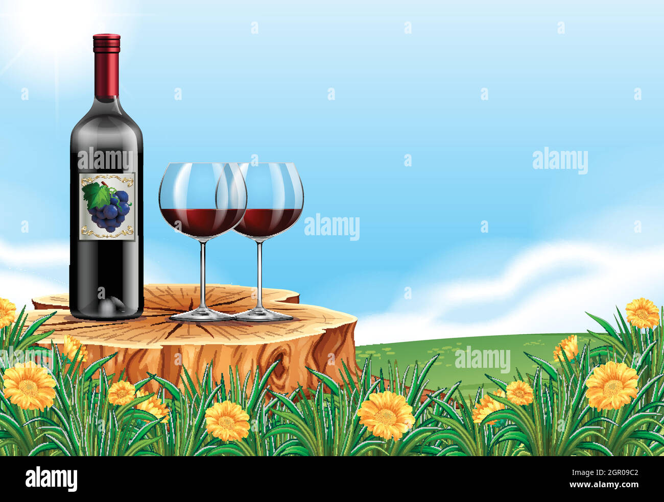 Vin rouge dans la nature Illustration de Vecteur