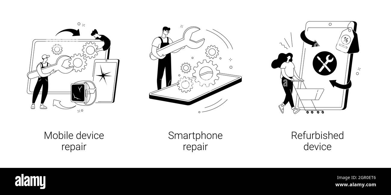 Illustrations vectorielles abstraites de gadgets rompus. Illustration de Vecteur