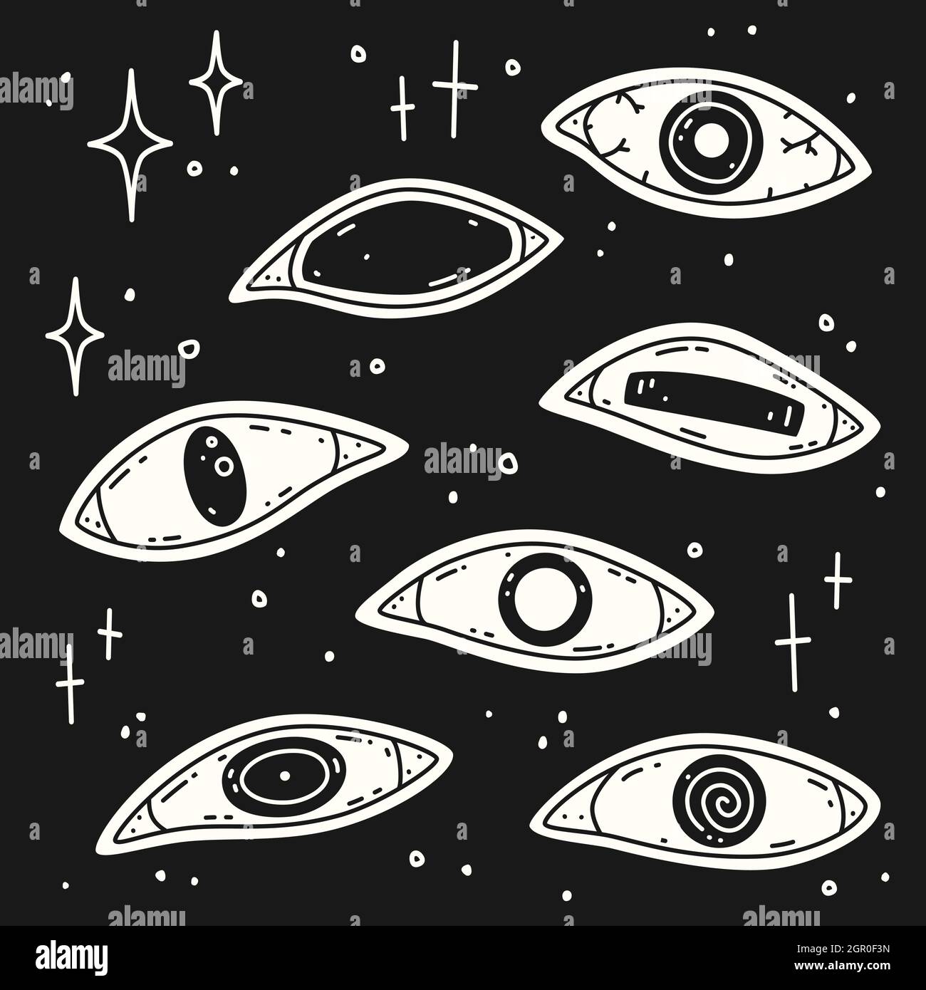 Ensemble d'yeux de monstre effrayants. Éléments vectoriels isolés Illustration de Vecteur