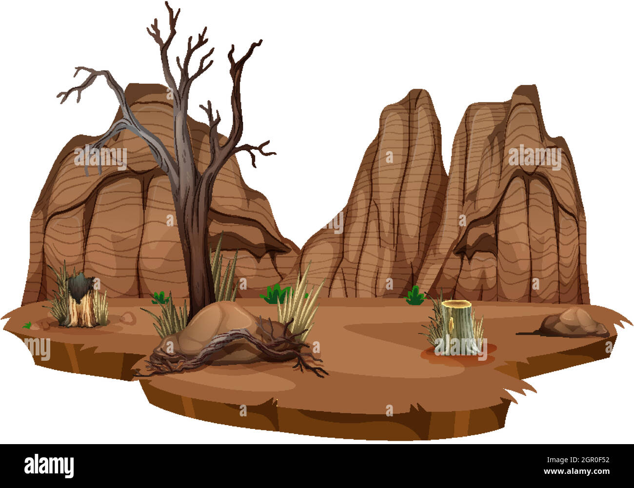 Désert sauvage sur fond blanc Illustration de Vecteur