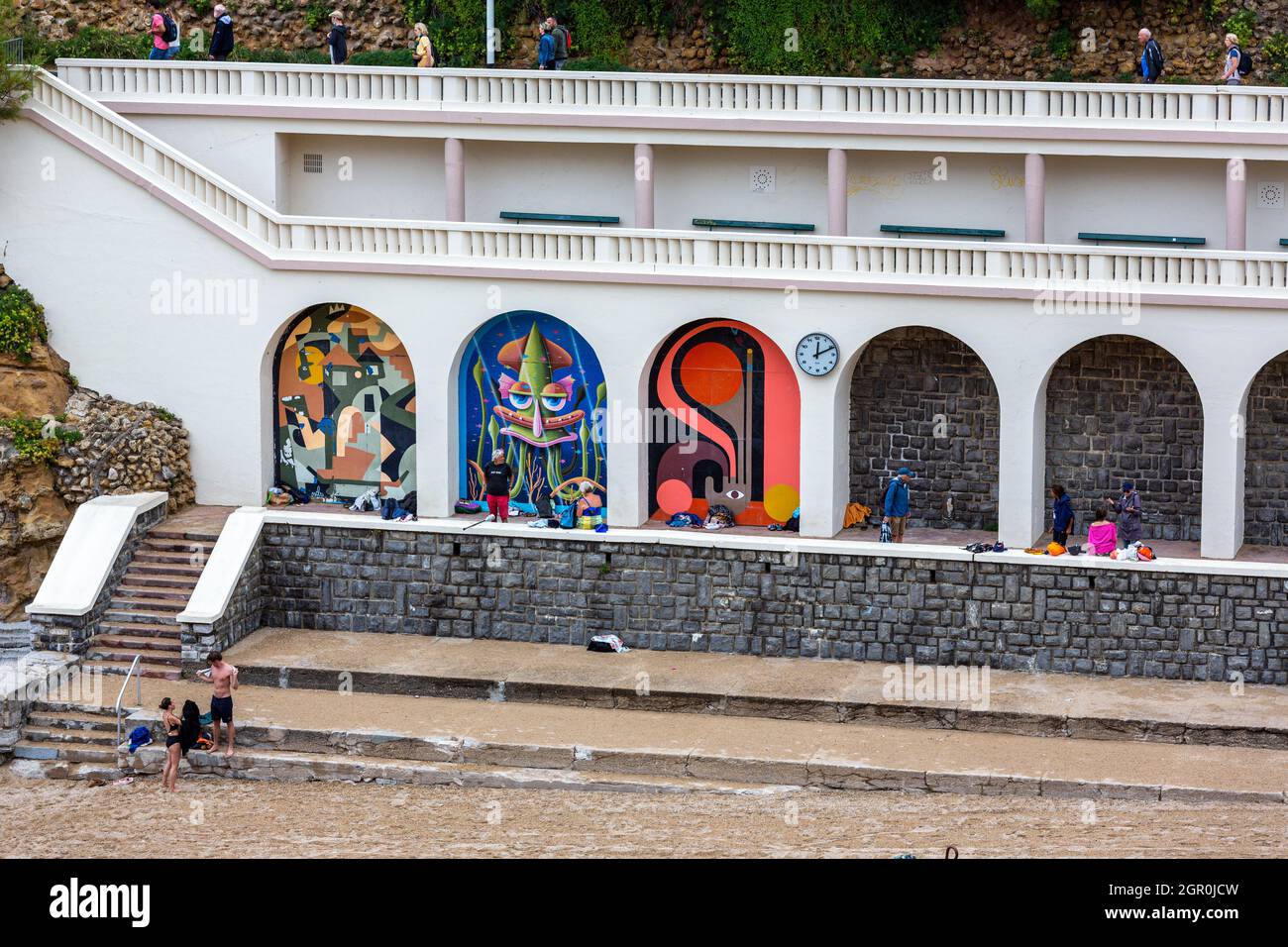 Plage du Port Vieux, Biarritz, Pyrénées-Atlantiques, France Banque D'Images