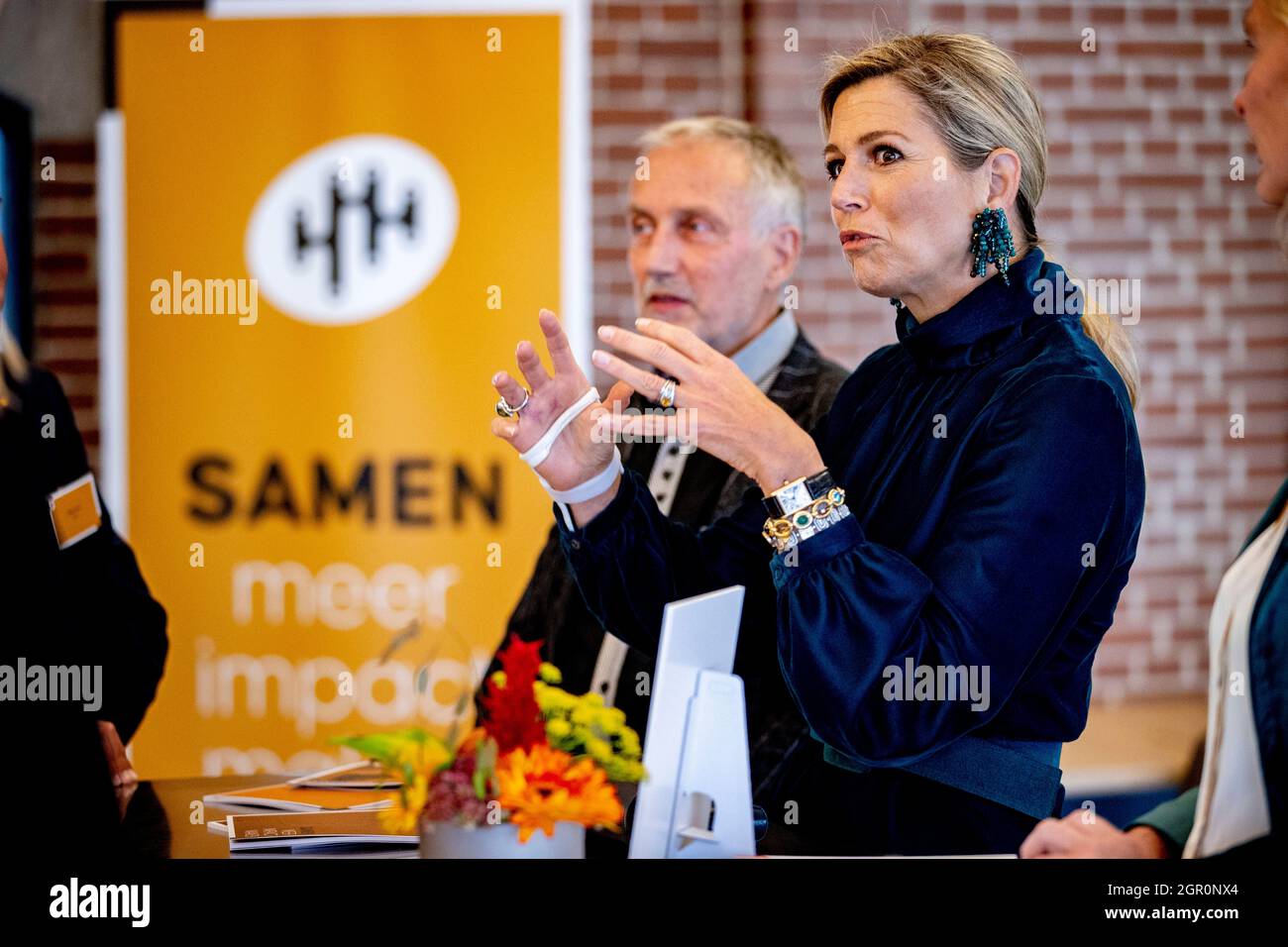 Queen Maxima des pays-Bas au début du manifeste de la main Matters, un programme national de connaissance et d'innovation pour la santé du cerveau et/ou psychologique, une initiative de la Fondation Brain, MIND et ZonMw à de Remise à la Haye. Photo: Patrick van Katwijk Banque D'Images