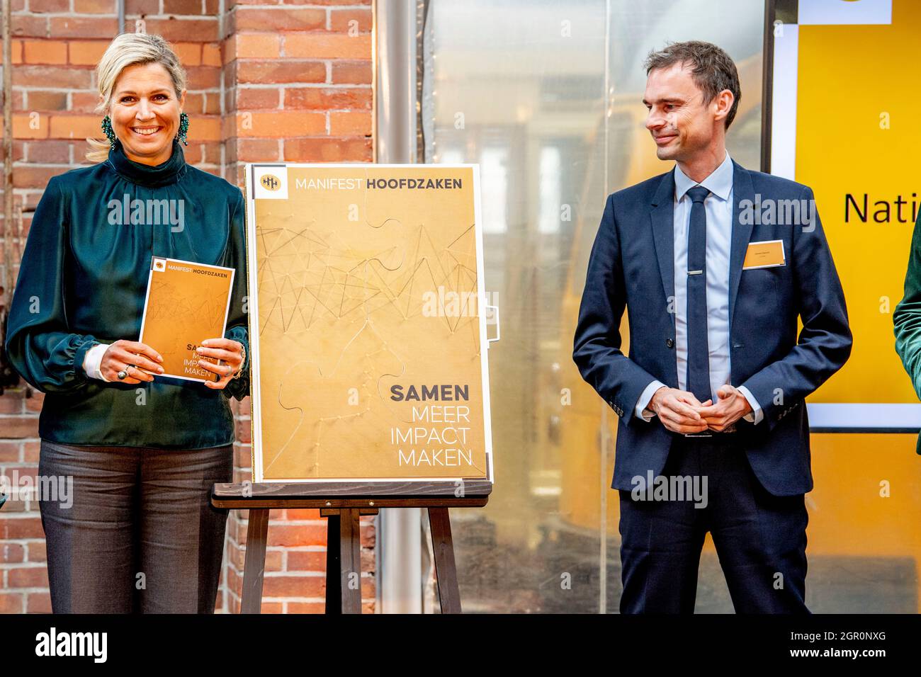 Queen Maxima des pays-Bas au début du manifeste de la main Matters, un programme national de connaissance et d'innovation pour la santé du cerveau et/ou psychologique, une initiative de la Fondation Brain, MIND et ZonMw à de Remise à la Haye. Photo: Patrick van Katwijk Banque D'Images