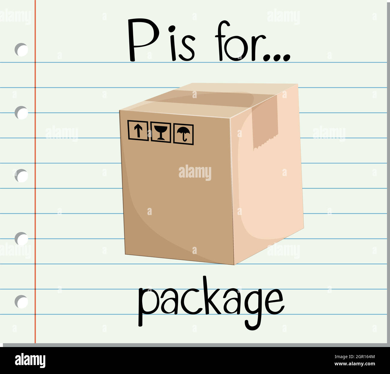 La lettre P du flashcard est destinée à l'emballage Illustration de Vecteur