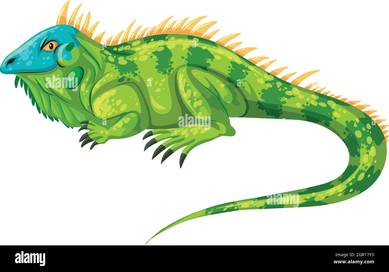 Green iguana rampant seul Illustration de Vecteur